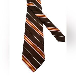 Vtg JC Penney Luxury Tie 60's 70's Disco Brown Striped Polyester Tie 56" x 4"